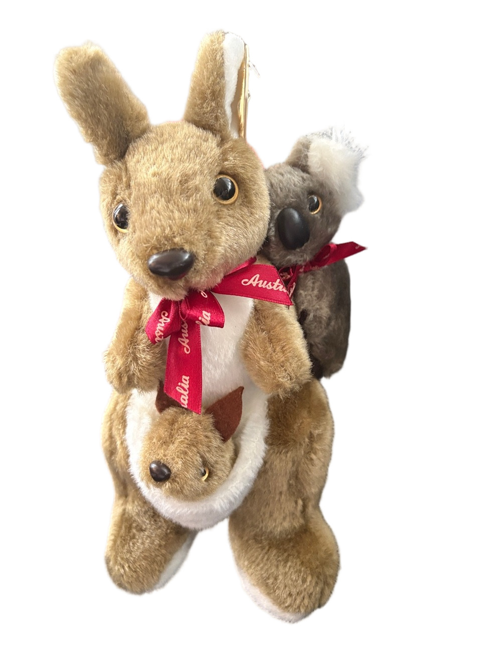 Vintage Plush  Kangaroo with Joey and Koala  Australia 1990